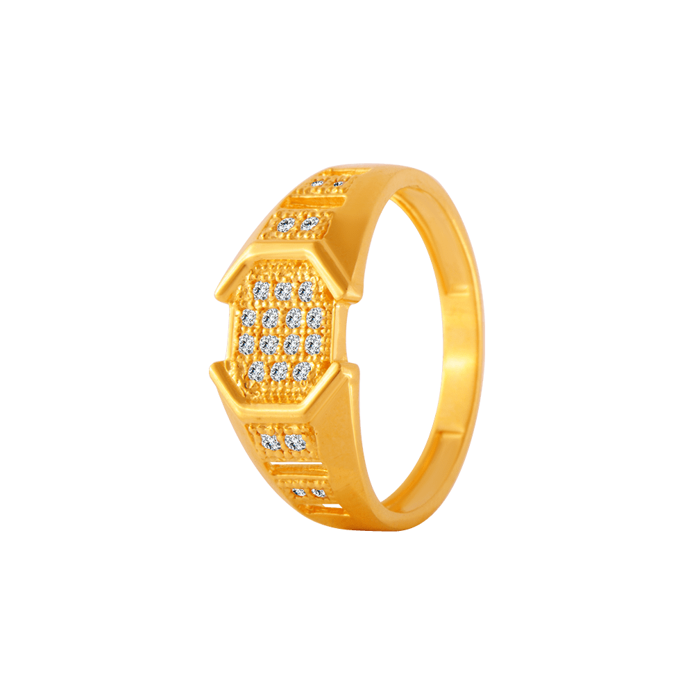22KT Yellow Gold and American Diamond Ring for Men