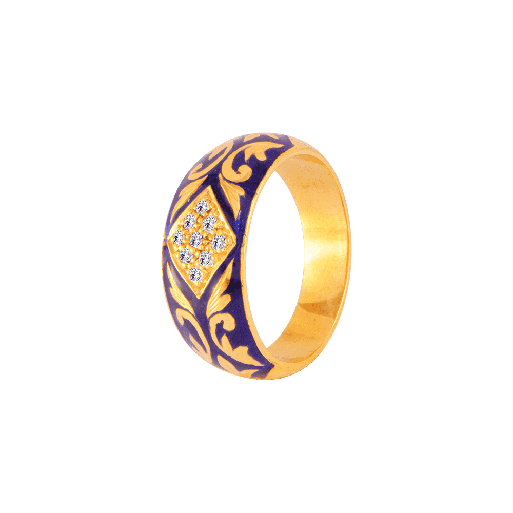 22KT Yellow Gold and American Diamond Ring for Men