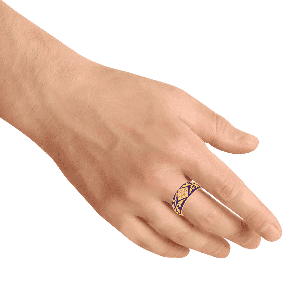 22KT Yellow Gold and American Diamond Ring for Men