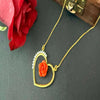 Elegant 22KT (916) Gold Heart Chain-Pendant with Red Rose American Diamond For Your Valentine