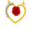 Elegant 22KT (916) Gold Heart Chain-Pendant with Red Rose American Diamond For Your Valentine