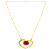 Elegant 22KT (916) Gold Heart Chain-Pendant with Red Rose American Diamond For Your Valentine