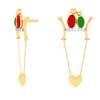 Exquisite 22k Gold Birds and Heart Motif Drop Earrings for Women PC Chandra Jewellers