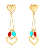 Alluring 22k Gold Twin Birds and Hearts DEsigner Dangler Earrings from Valentine Collection PC Chandra