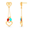 Alluring 22k Gold Twin Birds and Hearts DEsigner Dangler Earrings from Valentine Collection PC Chandra