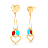 Alluring 22k Gold Twin Birds and Hearts DEsigner Dangler Earrings from Valentine Collection PC Chandra