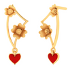 Charming 22k Gold Flowers and Heart Geometric Designer Earrings from PC Chandra Jewellers