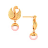 22K Gold Swan with Pink Ball Earrings