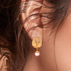 22K Gold Swan with Pink Ball Earrings