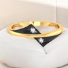 22K Gold Ring Curved Lines Design With Black Inlay And Embedded Stone Detailing (Size 12)