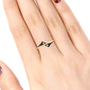 22K Gold Ring Curved Lines Design With Black Inlay And Embedded Stone Detailing (Size 12)