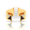 22k (916) Gold Earrings Curved Triangle Studs With Black Meena And Embedded Stones