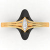 22K Gold Ring With A Central Marquise-cut Stone And Black Meena (Size 12)