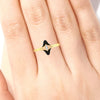 22K Gold Ring With A Central Marquise-cut Stone And Black Meena (Size 12)