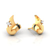 22k (916) Gold Earrings V Shaped Floral Studs With Black Meena And Embedded Stones