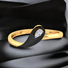 22K Gold Ring Droplet Design With Black Meena And An Embedded Stone (Size 12)