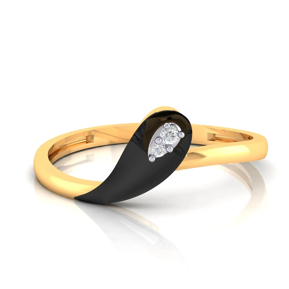 22K Gold ring Droplet Design with Black Meena & Embedded Stone | PC ...