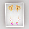 22K Birds Hold Pink Hearts and Balls Gold Diamond Earings