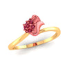 A ring made of 22K gold featuring a rose pattern and red stones