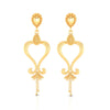 22KT (916) Yellow Gold Heart-shaped Dangle Drop Earrings With Chain Tassels