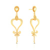 22KT (916) Yellow Gold Heart-shaped Dangle Drop Earrings With Chain Tassels