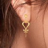 22KT (916) Yellow Gold Heart-shaped Dangle Drop Earrings With Chain Tassels