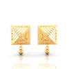 22KT (916) Yellow Gold Square Drop Stud Earrings With Leaf Motif