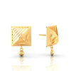 22KT (916) Yellow Gold Square Drop Stud Earrings With Leaf Motif