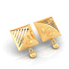 22KT (916) Yellow Gold Square Drop Stud Earrings With Leaf Motif