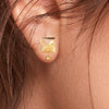 22KT (916) Yellow Gold Square Drop Stud Earrings With Leaf Motif