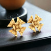 22KT (916) Yellow Gold Floral Stud Earrings With 3d Petal Design