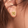 22KT (916) Yellow Gold Floral Stud Earrings With 3d Petal Design