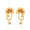 22KT (916) Yellow Gold Heart-Petal With Vine-Inspired Swirls Stud Earrings