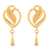 22KT (916) Yellow Gold Heart Drop Earrings With Leaf Accent And Drop Dangle