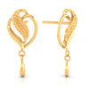 22KT (916) Yellow Gold Heart Drop Earrings With Leaf Accent And Drop Dangle