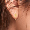 22KT (916) Yellow Gold Heart Drop Earrings With Leaf Accent And Drop Dangle