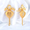 22KT (916) Yellow Gold Leaf Drop Earrings With Chain Tassels