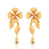 22KT (916) Yellow Gold Dangle Drop Earrings With Flower Motif And Playful Ball Drop