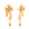 22KT (916) Yellow Gold Dangle Drop Earrings With Flower Motif And Playful Ball Drop