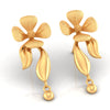 22KT (916) Yellow Gold Dangle Drop Earrings With Flower Motif And Playful Ball Drop