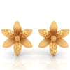 22KT (916) Yellow Gold Flower Stud Earrings With Detailed Petals And Textured Finish