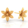 22KT (916) Yellow Gold Flower Stud Earrings With Detailed Petals And Textured Finish