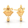 22KT (916) Yellow Gold Stud Earrings With Floral Trio & Swinging Bead