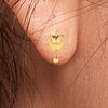 22KT (916) Yellow Gold Stud Earrings With Floral Trio & Swinging Bead