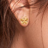 22KT (916) Yellow Gold Butterfly Stud Earrings With Textured Detail