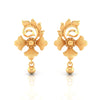 22KT (916) Yellow Gold Floral Drop Earrings With Ornate Design And Ball Accent