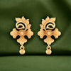 22KT (916) Yellow Gold Floral Drop Earrings With Ornate Design And Ball Accent