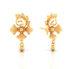 22KT (916) Yellow Gold Floral Drop Earrings With Ornate Design And Ball Accent