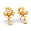 22KT (916) Yellow Gold Floral Drop Earrings With Ornate Design And Ball Accent