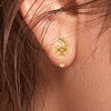 22KT (916) Yellow Gold Floral Drop Earrings With Ornate Design And Ball Accent